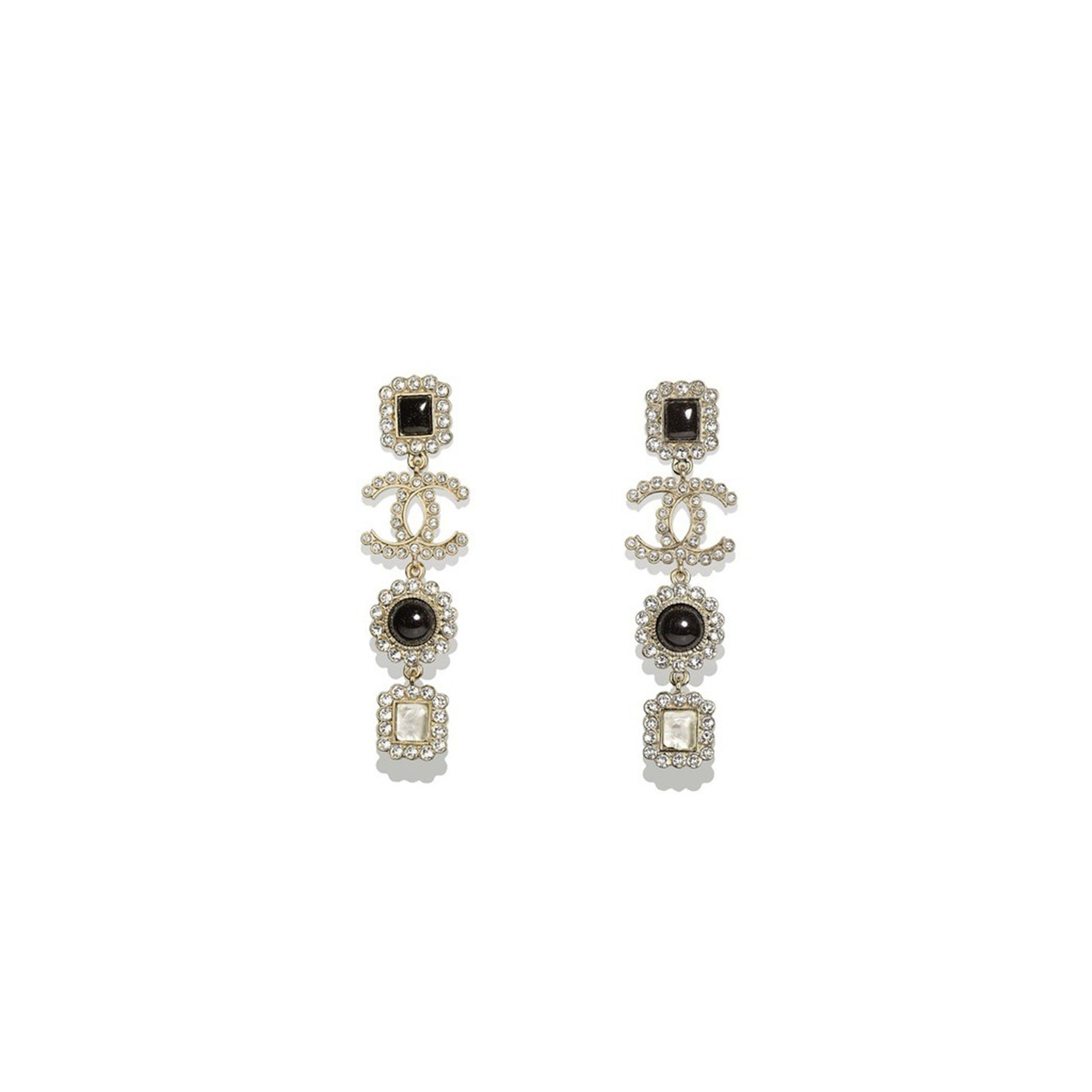 CHANEL AGATE EARRINGS BLACK 